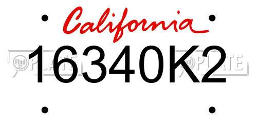 16340K2 California License Plate