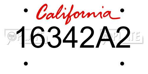 16342A2 California License Plate