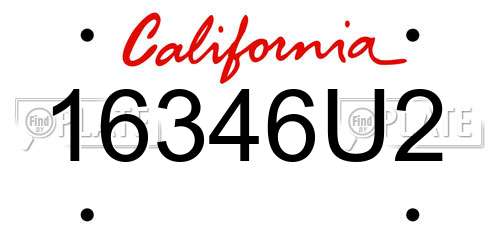 16346U2 California License Plate