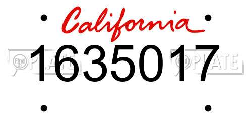 1635017 California License Plate
