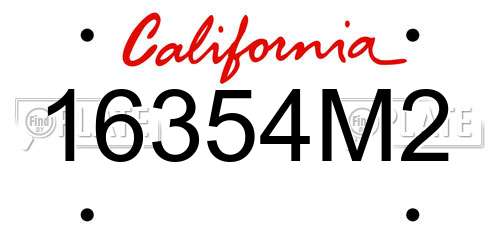 16354M2 California License Plate