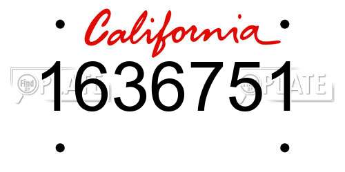 1636751 California License Plate