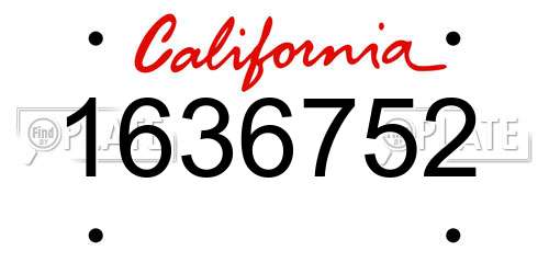 1636752 California License Plate
