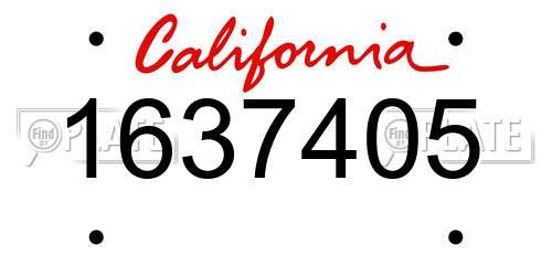 1637405 California License Plate