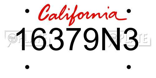 16379N3 California License Plate