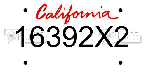 16392X2 California License Plate