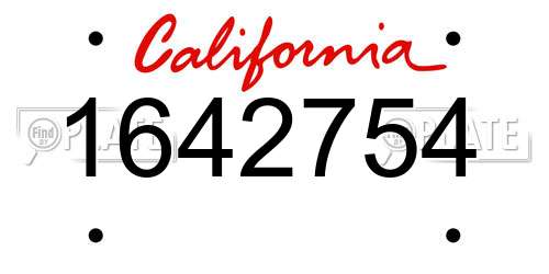 1642754 California License Plate