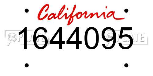 1644095 California License Plate
