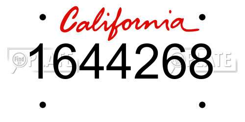 1644268 California License Plate