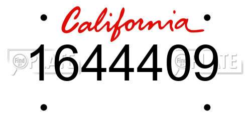 1644409 California License Plate