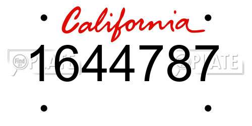 1644787 California License Plate