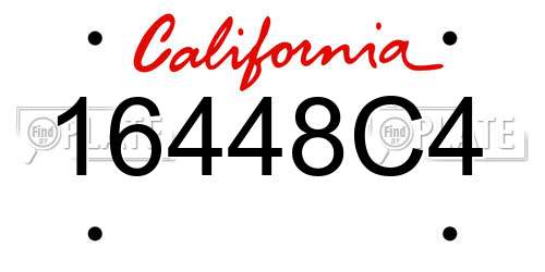 16448C4 California License Plate