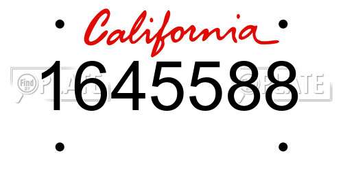 1645588 California License Plate