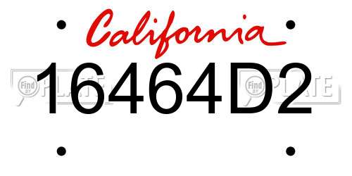 16464D2 California License Plate