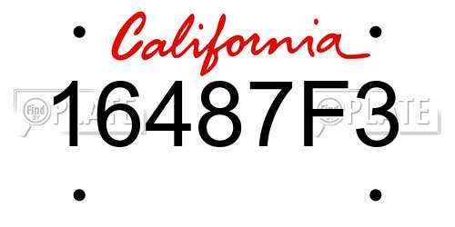 16487F3 California License Plate