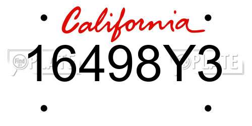 16498Y3 California License Plate