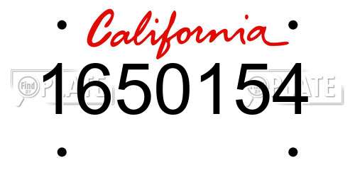 1650154 California License Plate