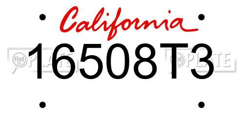 16508T3 California License Plate