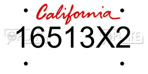 16513X2 California License Plate