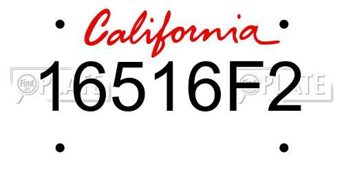 16516F2 California License Plate