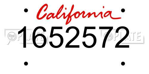 1652572 California License Plate