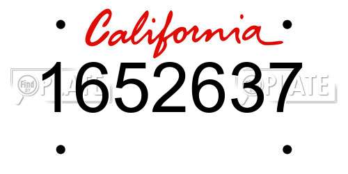 1652637 California License Plate