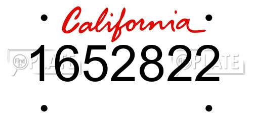 1652822 California License Plate