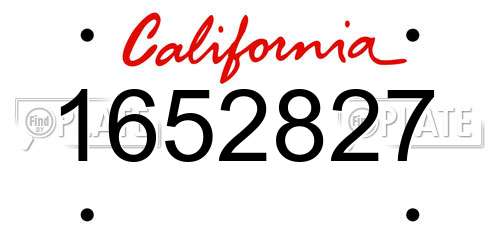 1652827 California License Plate