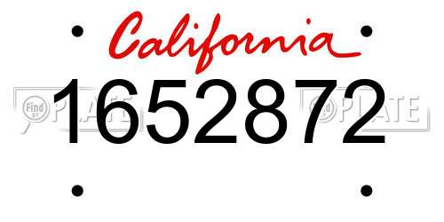 1652872 California License Plate