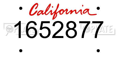 1652877 California License Plate