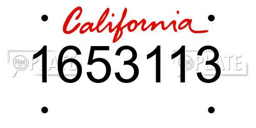 1653113 California License Plate