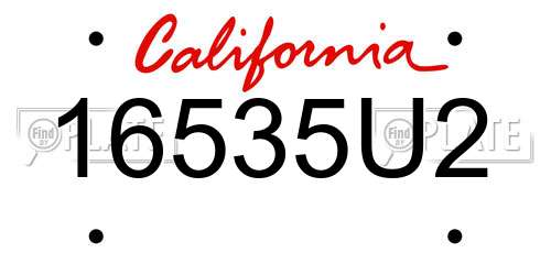 16535U2 California License Plate