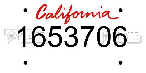 1653706 California License Plate