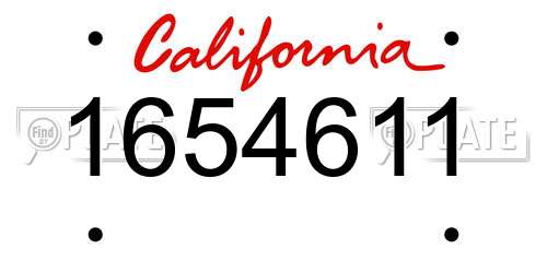 1654611 California License Plate