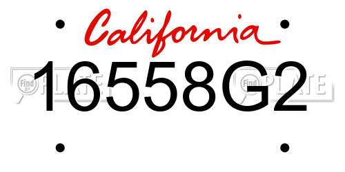 16558G2 California License Plate