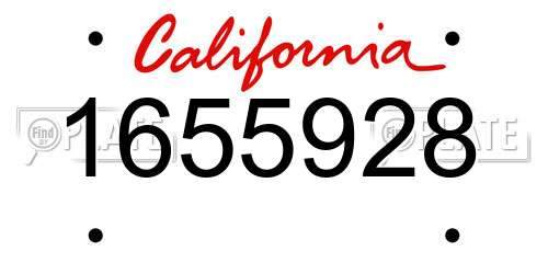 1655928 California License Plate