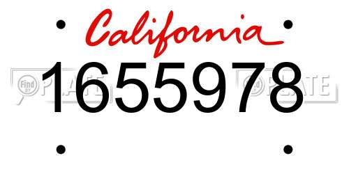1655978 California License Plate