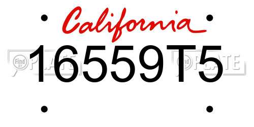 16559T5 California License Plate