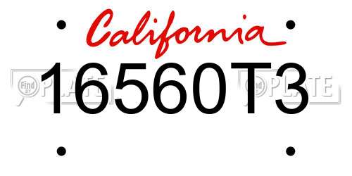 16560T3 California License Plate