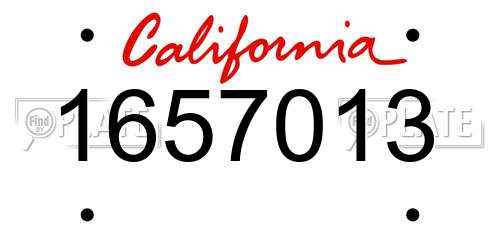 1657013 California License Plate