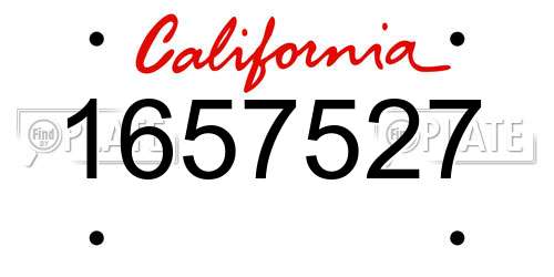 1657527 California License Plate