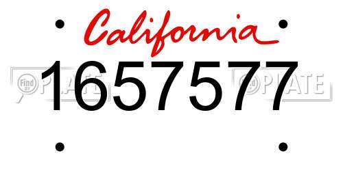 1657577 California License Plate
