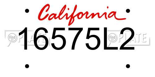 16575L2 California License Plate