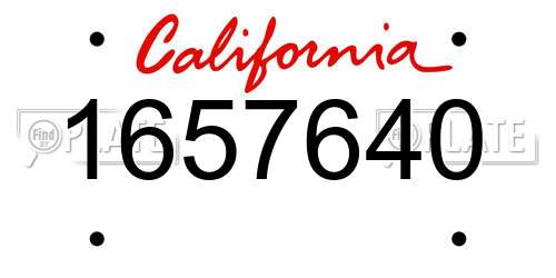 1657640 California License Plate