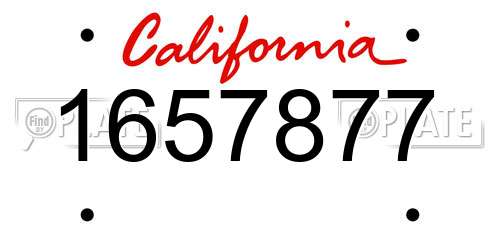1657877 California License Plate