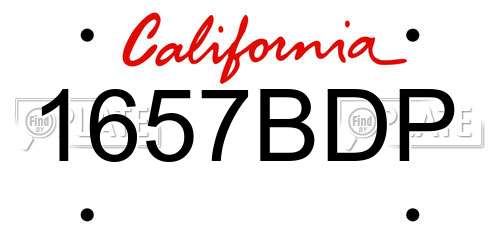 1657BDP California License Plate