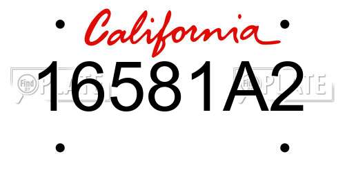 16581A2 California License Plate