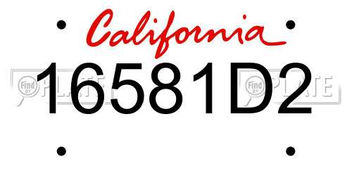 16581D2 California License Plate