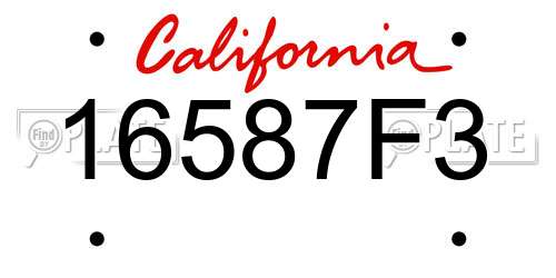 16587F3 California License Plate