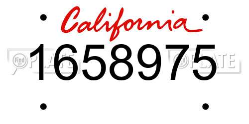 1658975 California License Plate